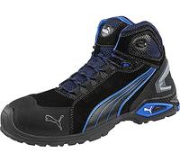 PUMA Safety Rio Black Mid 632250-43 S3-Botas de Seguridad (Talla 43, 1 par), Color Negro y Azul Hombre, Noir Gris Bleu Blanc, EU