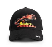 PUMA Scuderia Ferrari F1 Gorra con Estampado de Coche - Negro - Talla Única | Gorra con logotipo de 6 paneles, Distintivo del Scudetto Ferrari delante, Visera forrada en blanco para contrastar