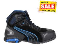 Puma Seguridad Rio Medio con Cordones Cuero Protector Trabajo Botas Hombre Negro