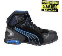 Puma Seguridad Rio Medio con Cordones Cuero Protector Trabajo Botas Hombre Negro