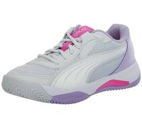 PUMA Shoes, Nova Court Zapatos de Pickleball para Mujer, Color Plateado, Blanco Niebla, Talla 8.5, Silver Mist White Vivid Violet, 39 EU