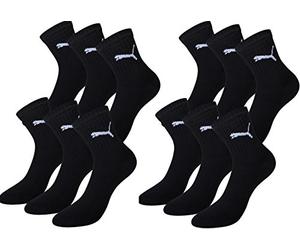 Puma Short Crew - Calcetines deportivos con suela de rizo (12 unidades), Hombre, Calcetines deportivos, 4x231011001200043, Negro, 43-46