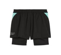 PUMA Shorts de pádel INDIVIDUAL 2 en 1 para mujer, Ropa, Negro/Morado Glimmer/Aquatic, S S
