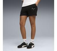 PUMA Shorts de talle alto Essentials Script 5" para mujer, Accesoiros, Negro, S