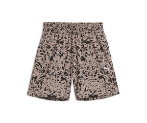 PUMA Shorts estampados Essentials Graphics Animal 4" de talle alto para mujer, Accesoiros, Beige, S