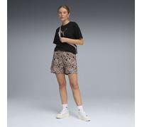 PUMA Shorts estampados Essentials Graphics Animal 4"de talle alto para mujer, Accesoiros, Beige, XL XL