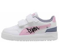 PUMA Shuffle Downtown LO Mid 90S V PS - Zapatillas Deportivas, Blanco/Rosa Brillante, Talla 1.5 UK Niño, Puma Blanco Rosa Shimmer Puma Negro, 34 EU