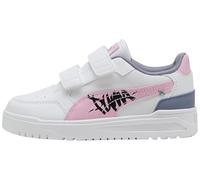 PUMA Shuffle Downtown LO Mid 90S V PS - Zapatillas Deportivas, Blanco/Rosa Brillante, Talla 10 UK Niño, Puma Blanco Rosa Shimmer Puma Negro, 28 EU