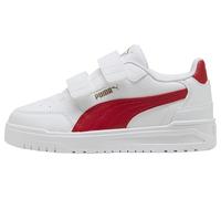 PUMA Shuffle Downtown LO V PS - Zapatillas Deportivas, Color Blanco y Dorado Manzana, Talla 1.5 UK Niño, Puma White Candy Apple Puma Gold, 34 EU