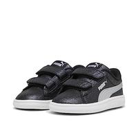 PUMA Smash 3.0 L Glitter Velcro V Inf - Tenis para Mujer, Puma Negro Puma Plata Puma Blanco, 6 UK Child