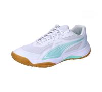 PUMA SOLARFLASH III W+, Indoor Court Shoe Unisex Adulto, White-Electric Peppermint, 38 EU