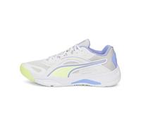 PUMA Solarstrike II, Zapato de Tribunal Interior Unisex Adulto, White-Fizzy Light-Elektro Purple, 44.5 EU