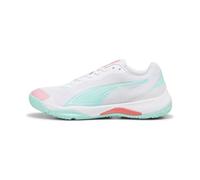 PUMA Solarstrike III W+, Indoor Court Shoe Unisex Adulto, White-Electric Peppermint, 42.5 EU