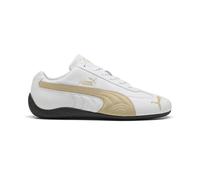 PUMA Speedcat Shield - Tenis de piel con cordones para hombre, estilo casual, color negro, Puma Blanco/Almendra Tostada-Blanco, 45 EU