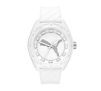 Puma Street Reloj para hombre, Movimiento de cuarzo con correa de poliuretano, silicona, piel o acero inoxidable, Blanco