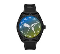 Puma Street Reloj para hombre, Movimiento de cuarzo con correa de poliuretano, silicona, piel o acero inoxidable, Negro y espectro