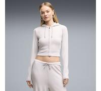 PUMA Sudadera con capucha Essentials Ribbed Full-Zip Slim para mujer, Ropa, Rosa, XS