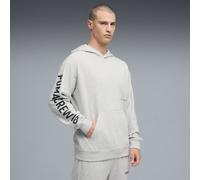 PUMA M Graphics - Sudadera con Capucha de Rizo francés Gris Claro Jaspeado