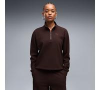 PUMA Sudadera con media cremallera ESSENTIALS ELEVATED. Color chocolate