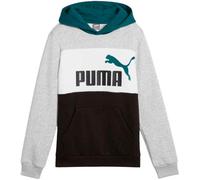 Puma - Sudadera Essentials Block Niño, Unisex, Light Gray Heather, 128 cm