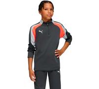 Puma - Sudadera Individualliga 1/4 Zip Top Niño, Unisex, Shadow Gray-White-Glowing Red, 140 cm