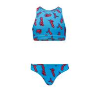 PUMA Swim Girls Printed Bikini Set 1P, Blue/Orange, 116 cm