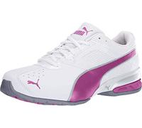 Puma Tazon 6 Graphic - Zapatillas Deportivas con Cordones para Mujer, Estilo Casual, Color Negro, Puma Blanco/Fucsia Morado/Puma Plateado, 38.5 EU