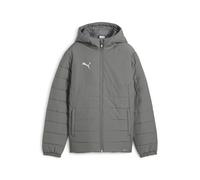 PUMA teamADDITIONS - Chaqueta Acolchada con Capucha Jr, 140, Plana, Gris Medio, Plateado