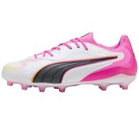 PUMA Tenis de fútbol Unisex King 20 Pro FG/AG, Blanco, Rosa venenoso, Aguamarina Brillante, Talla 10.5 de Reino Unido, Puma White Poison Pink Bright Aqua, 45 EU