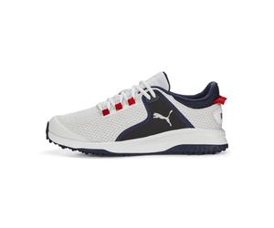 PUMA Tenis Fusion GripGolf para Hombre, Puma Navy Puma Silver Quiet Shade, 44.5 EU