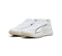 Puma Tenis Unisex Accelerate Turbo 5 para Interiores, Color Blanco, Negro y Gris sedato, Talla 6 de Reino Unido