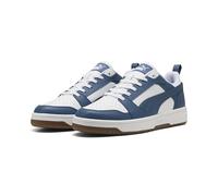 PUMA Tenis Unisex Rebound V6 Low, Color Blanco-Dark Indigo-Gum, Talla 44, Puma Blanco Dark Indigo Gum, 46 EU