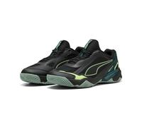 PUMA Tenis Unisex Solarstrike 4 para Interiores, Puma Black Green Terrain Fizzy Light Musgo, 44.5 EU