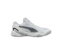 PUMA Solarstrike 4, Zapato de Tribunal Interior Unisex Adulto, Blanco Negro Plata Niebla Gris Platino, 38 EU