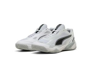 PUMA Tenis Unisex Solarstrike 4 para Interiores, Puma Blanco Puma Negro Plata Niebla Gris Platino, 38 EU