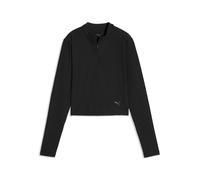 PUMA Top de manga larga y cuello con cremallera CLOUDSPUN para mujer, Accesoiros, Negro, XS