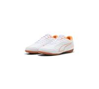 PUMA Truco IV JR - Tenis de fútbol, Color Blanco-Naranja Brillante, Plateado Vibrante, Talla 1.5 de Reino Unido, Puma Blanco Naranja Brillante Plata Vibrante, 34 EU
