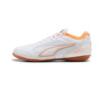 PUMA Truco IV JR - Tenis de fútbol, Color Blanco-Naranja, Plateado Brillante, Talla 4, Puma Blanco Naranja Brillante Plata Vibrante, 4 UK