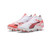 PUMA - Ultra 5 Match+ FG/AG WN'S, Zapatillas de fútbol Femenino, PUMA White-PUMA Black-Glowing Red,