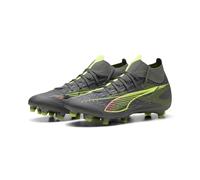 PUMA Ultra 5 Match+ FG/AG WN'S, Zapatillas de fútbol Mujer, Matte Aged Silver-Yellow Alert Aged Silver, 40.5 EU