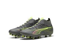 PUMA Ultra 5 Match+ FG/AG, Zapatillas de fútbol Unisex Adulto, Matte Aged Silver-Yellow Alert Aged Silver, 39 EU