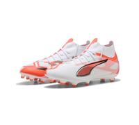 Puma - Ultra 5 Match+ FG/AG, Zapatillas de fútbol Unisexo, Puma White-Puma Black-Glowing Red,