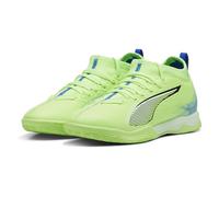 PUMA Ultra 5 Match IT + Mid Jr, Soccer Shoe, Fizzy Apple White-Bluemazing, 35.5 EU