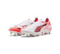 Puma - Ultra 5 Match MXSG, Zapatillas de fútbol Unisexo, Puma White-Puma Black-Glowing Red,