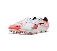 Puma - Ultra 5 Play FG/AG, Zapatillas de fútbol Unisexo, Puma White-Puma Black-Glowing Red,