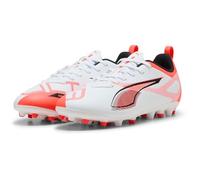 PUMA Ultra 5 Play MG JR, Zapatillas de fútbol, White Black-Glowing Red, 31 EU
