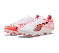 Puma - Ultra 5 Pro FG/AG, Zapatillas de fútbol Unisexo, Puma White-Puma Black-Glowing Red,