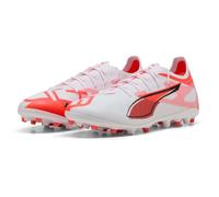 PUMA - Ultra 5 Pro MG, Zapatillas de fútbol Unisexo, PUMA White-PUMA Black-Glowing Red,