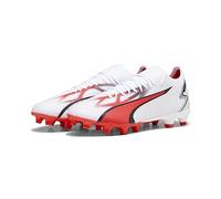 PUMA Ultra Match FG/AG, Zapatillas de fútbol Unisex Adulto, Blanco Negro-Fire Orc, 42.5 EU