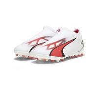 PUMA Ultra Match LL MG JR, Zapatillas de fútbol Unisex niños, White Black-Fire Orchid, 28 EU